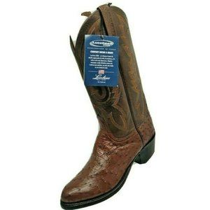 New Lucchese 2000 Brown Full Quill Ostrich Cowboy
